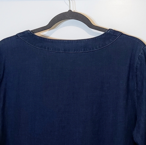 NYGARD Lyocell Chambray Denim V Neck Tunic Stretch Bell Sleeves Size Med… - Picture 10 of 11